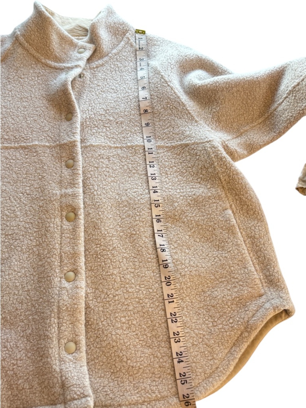 Outdoor Voices MegaFleece Snap Wool Blend Shacket Jacket Tan Cream Medium M - Picture 11 of 12